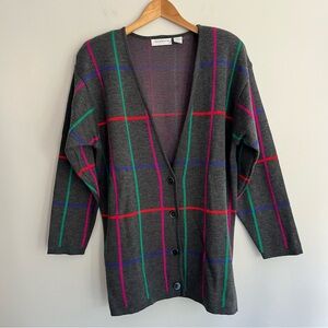 Liz Claiborne Collection Vintage Multicolor Plaid Women's Cardigan Medium